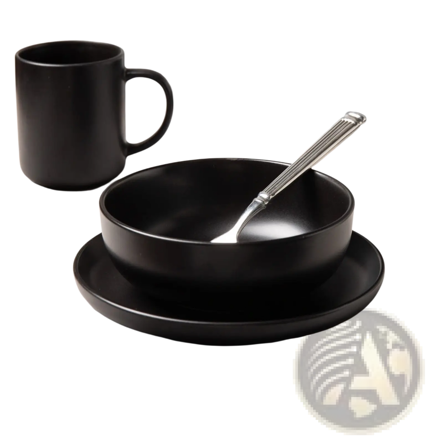 12-piece Matte Black Stoneware Dinnerware Set for 3