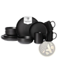 12-piece Matte Black Stoneware Dinnerware Set for 3