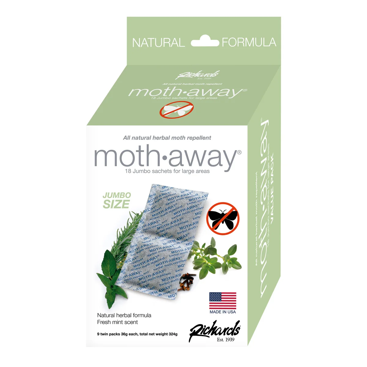 Moth Away Sachets Nontoxic (White 2.25" x 2.25")