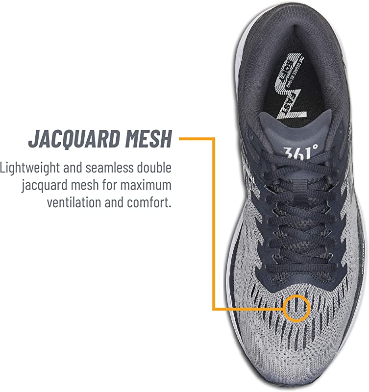 361 Degrees Men's Sensation 4 Running Shoes Sleet/Ebony Size 12 D(M) US