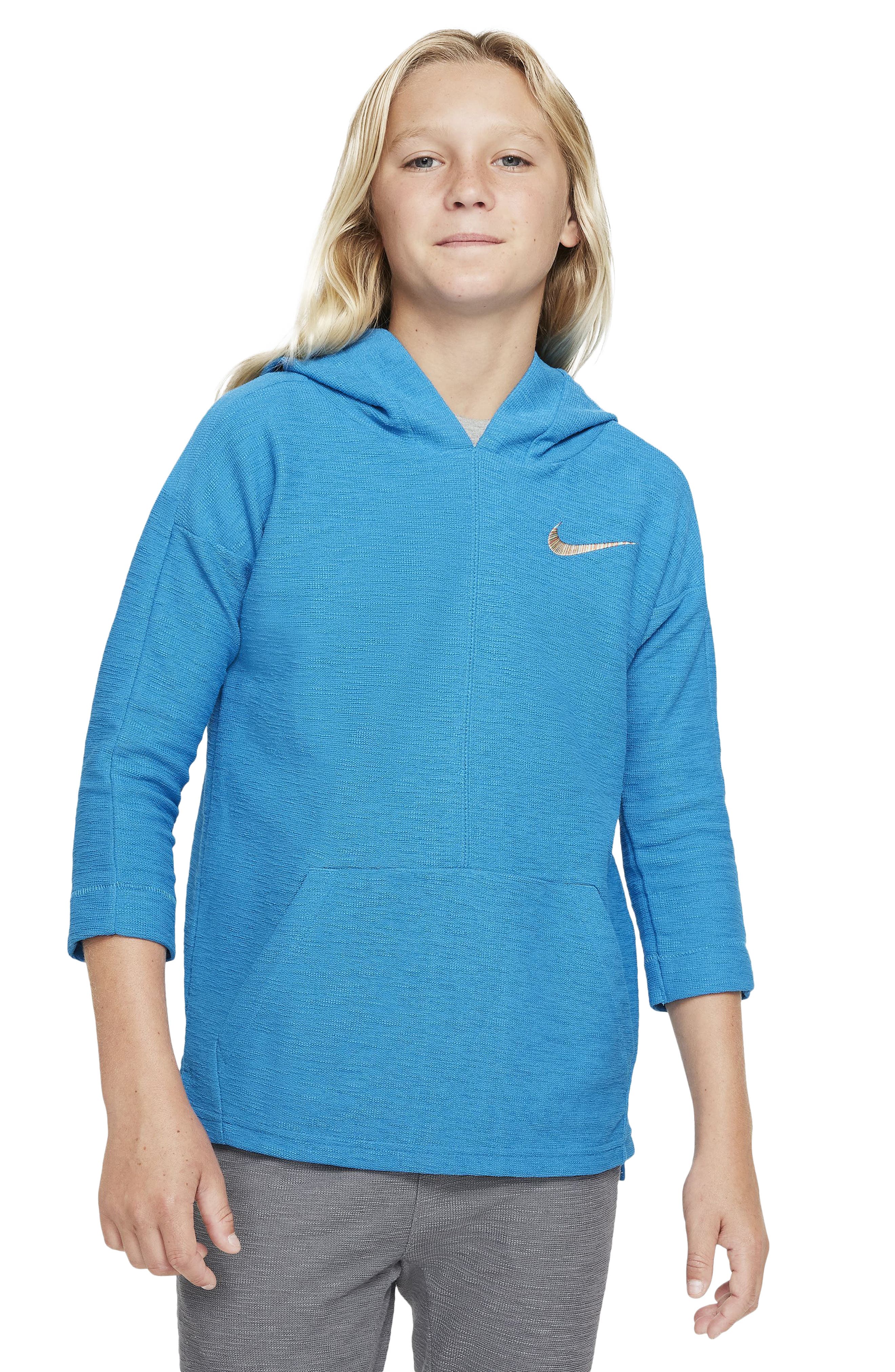 Nike Kids' Chicago Yoga Dri-FIT Slub Terry Hoodie in Impblu/limice
