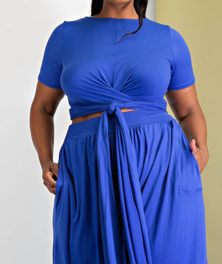 The Curve La - Plus Size Wrap Around Short Sleeve Top And Pants Set