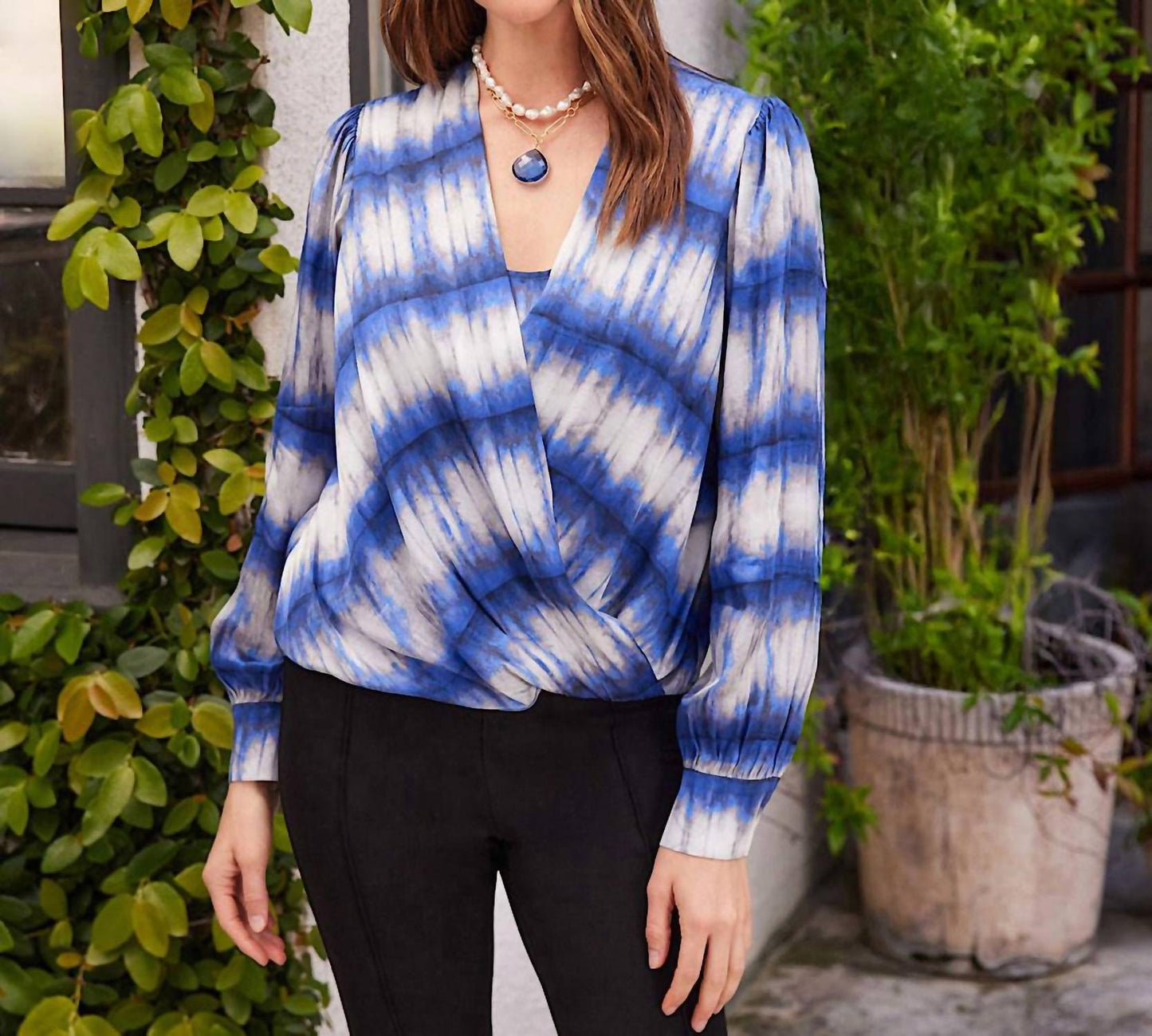 Karen Kane - Satin Drape Front Top