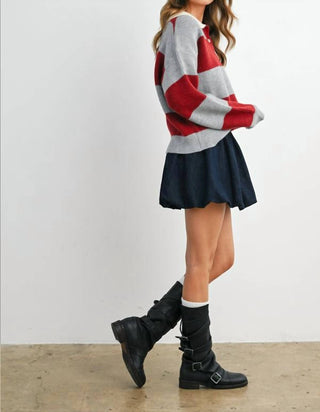 Buttermelon - Buttoned Striped Collared Long Sleeve Top