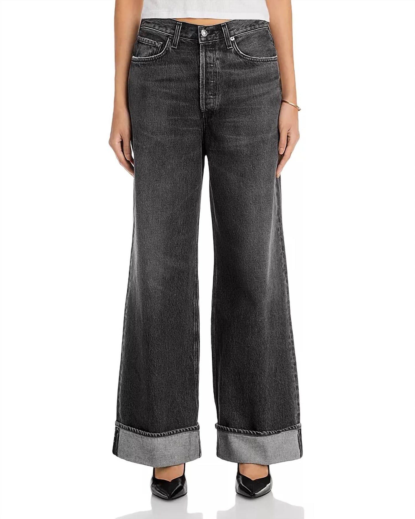 Agolde - Dame High Rise Wide Leg Cuffed Jeans