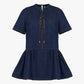Alexander Mcqueen - Tiered Lace-up Topstitched Denim Dress