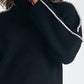 Elan - Whipstitch Sleeve High Neck Sweater