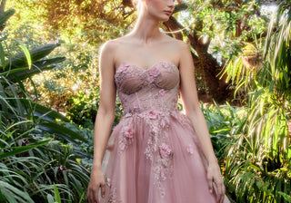 Andrea & Leo Women's Butterfly Garden Tea Gown Blush Size 2