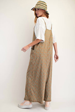 Easel - Floral Print Cotton Jersey Romper