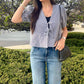 Elan - Wren Seersucker V-neck Blouse