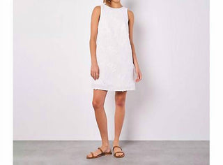 Apricot - 3-d Floral Embroidered Shift Dress