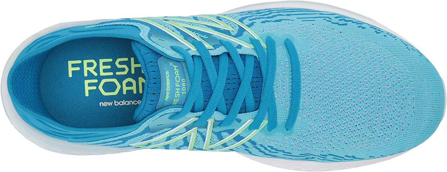 New Balance Women's 1080 V11 Running Shoes Virtual Sky/Lime Size 6 D Wide US