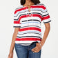 Tommy Hilfiger Lace-Up Striped Cotton Top