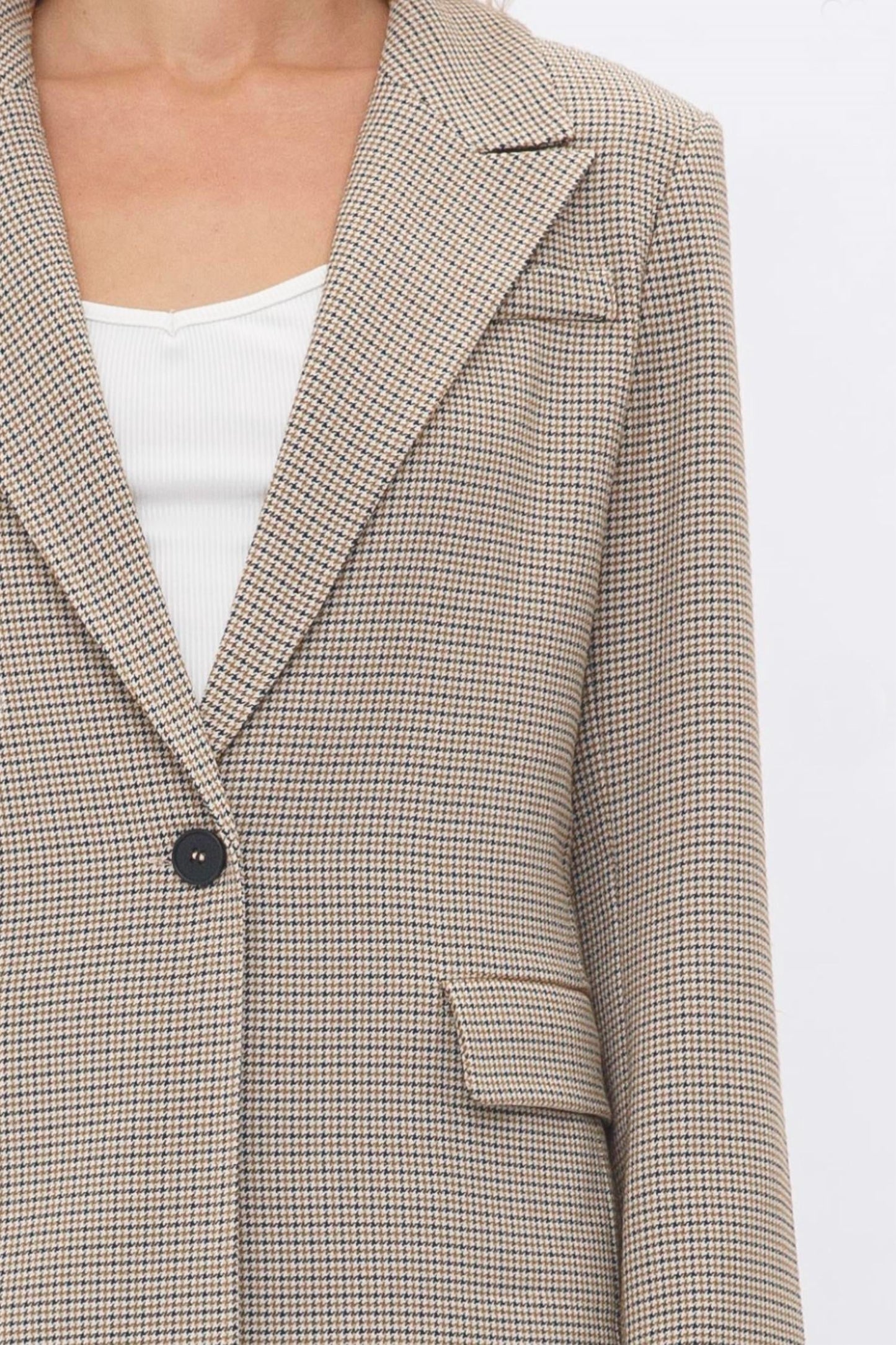 Fore - Gingham Long Sleeve Blazer
