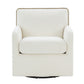 Tolland Swivel Accent Chair With Antique Brass Nailhead Trim - Cream