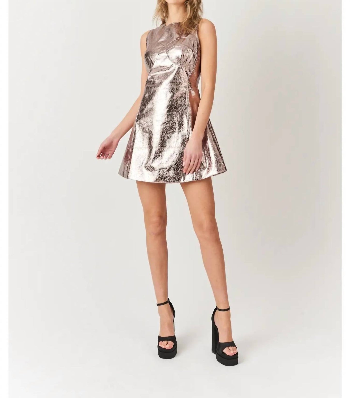 Amylynn - Portia A-Line Sleeveless Faux Leather Mini Dress