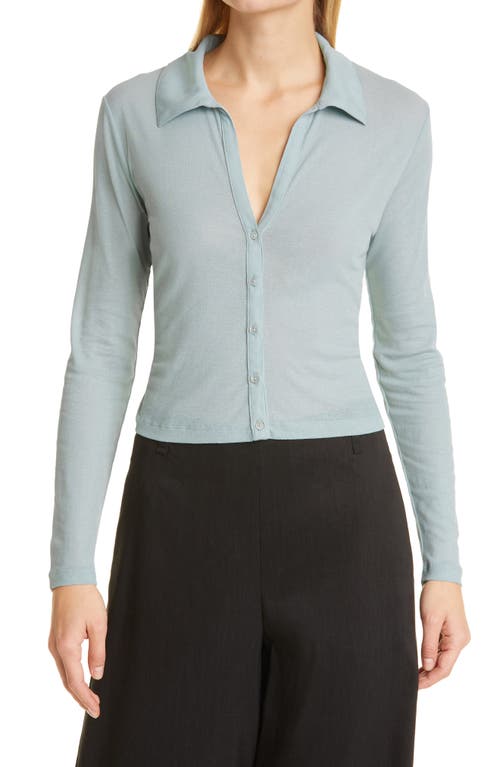 Vince Tie Back Cotton Knit Cardigan in Pale Bay, Size X-Small