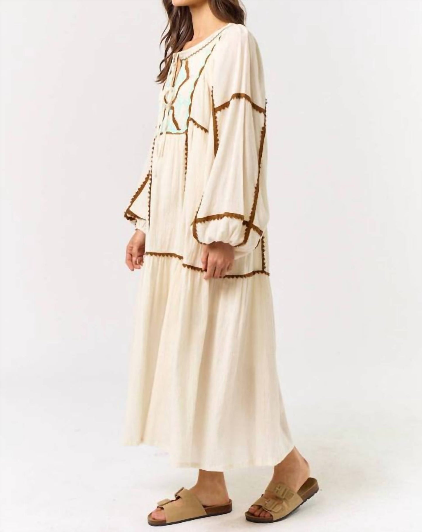 Lalavon - Scandi Style Embroidered Maxi Dress