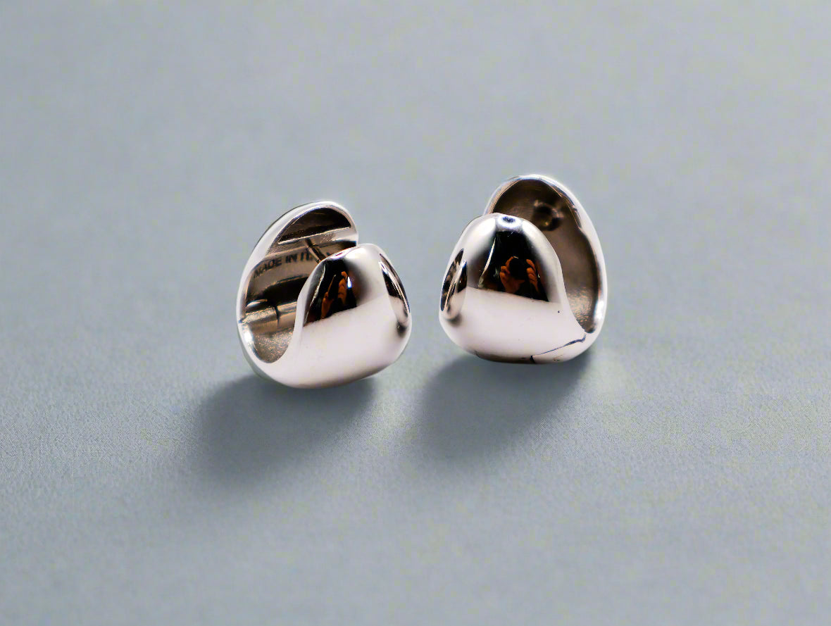 Italian Silver Peanut-Shaped Earrings