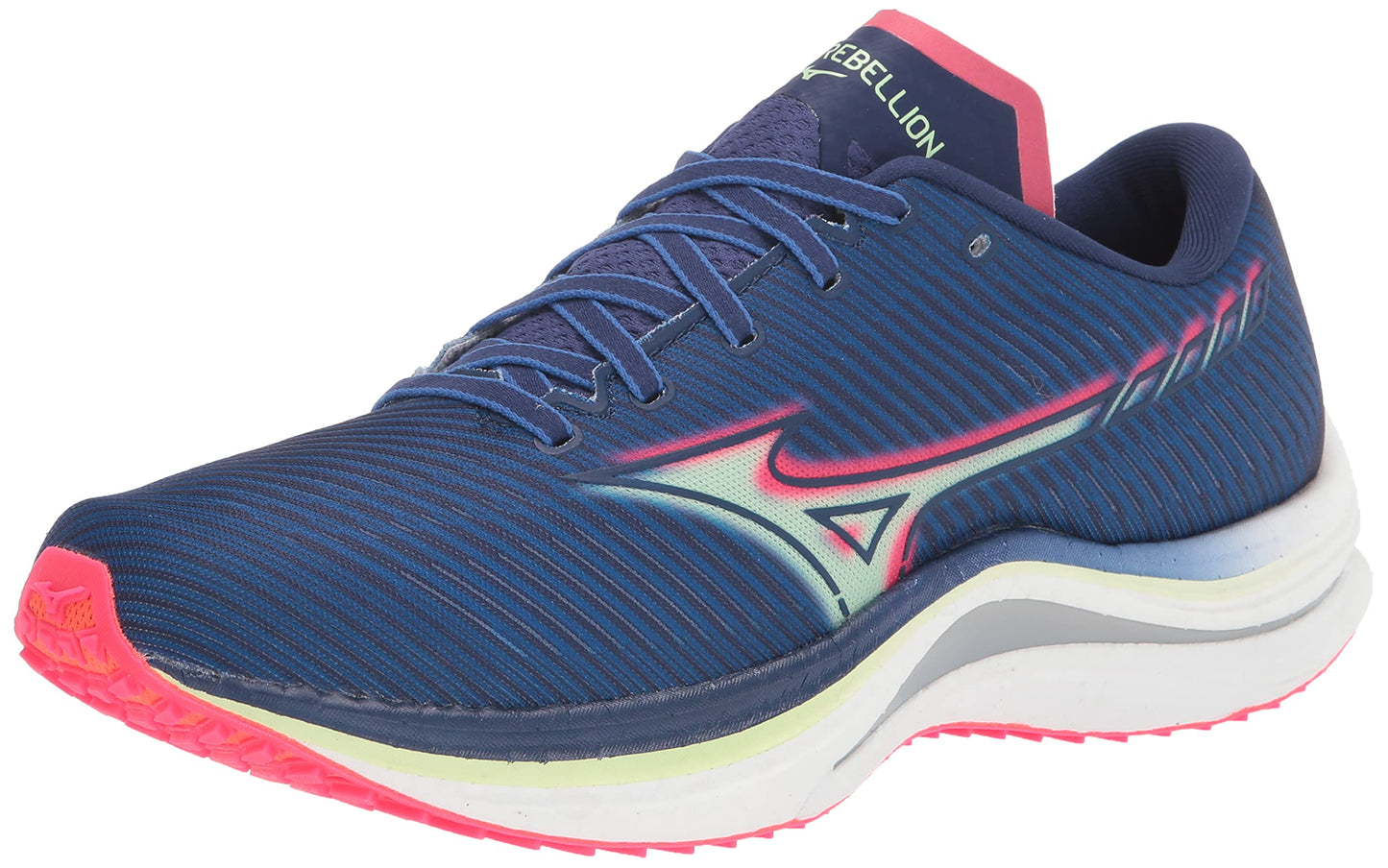 Mizuno Men's Wave Rebellion Running Shoes Blue/Paradise Pink Size 10 D Medium US