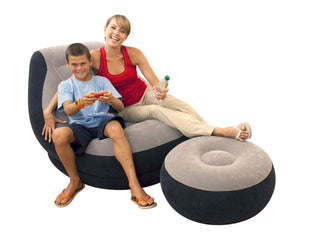 Intex 120V AC Electric Air Pump & Inflatable Ultra Lounge Chair And Ottoman Set