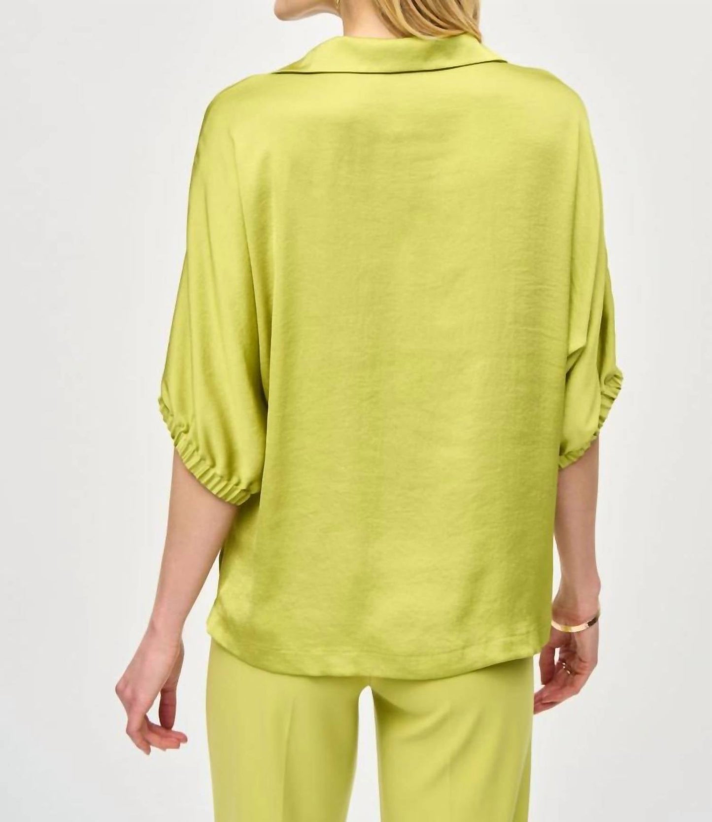 Joseph Ribkoff - Shirt Collar 3/4 Sleeve Satin Top