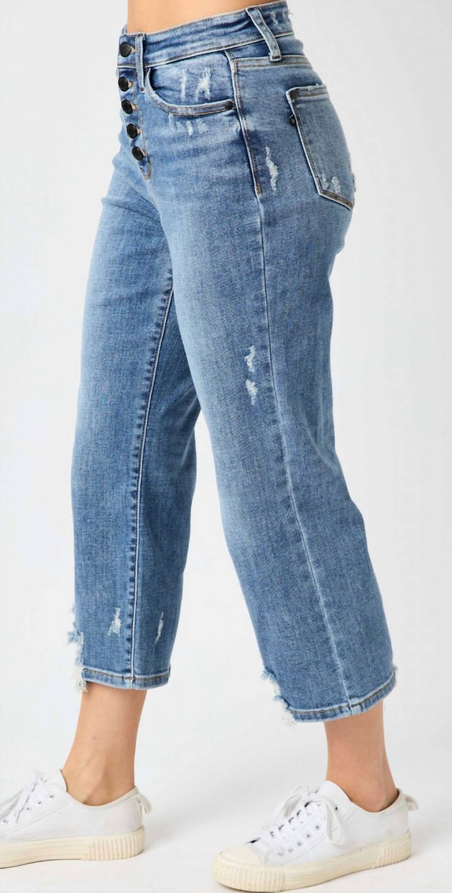 Judy Blue - High Waist Button Fly Cropped Jeans