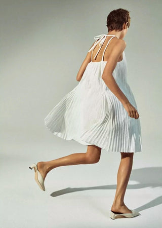 Vince - Pleated A- Line Pintuck Mini Dress