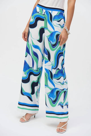 Joseph Ribkoff - Woven Abstract Print Wide Leg Pant