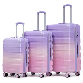 3-Piece Luggage Set – 20" / 24" / 28" ABS Spinner Suitcase with 360° Wheels & Combination Lock (Pink+Purple)