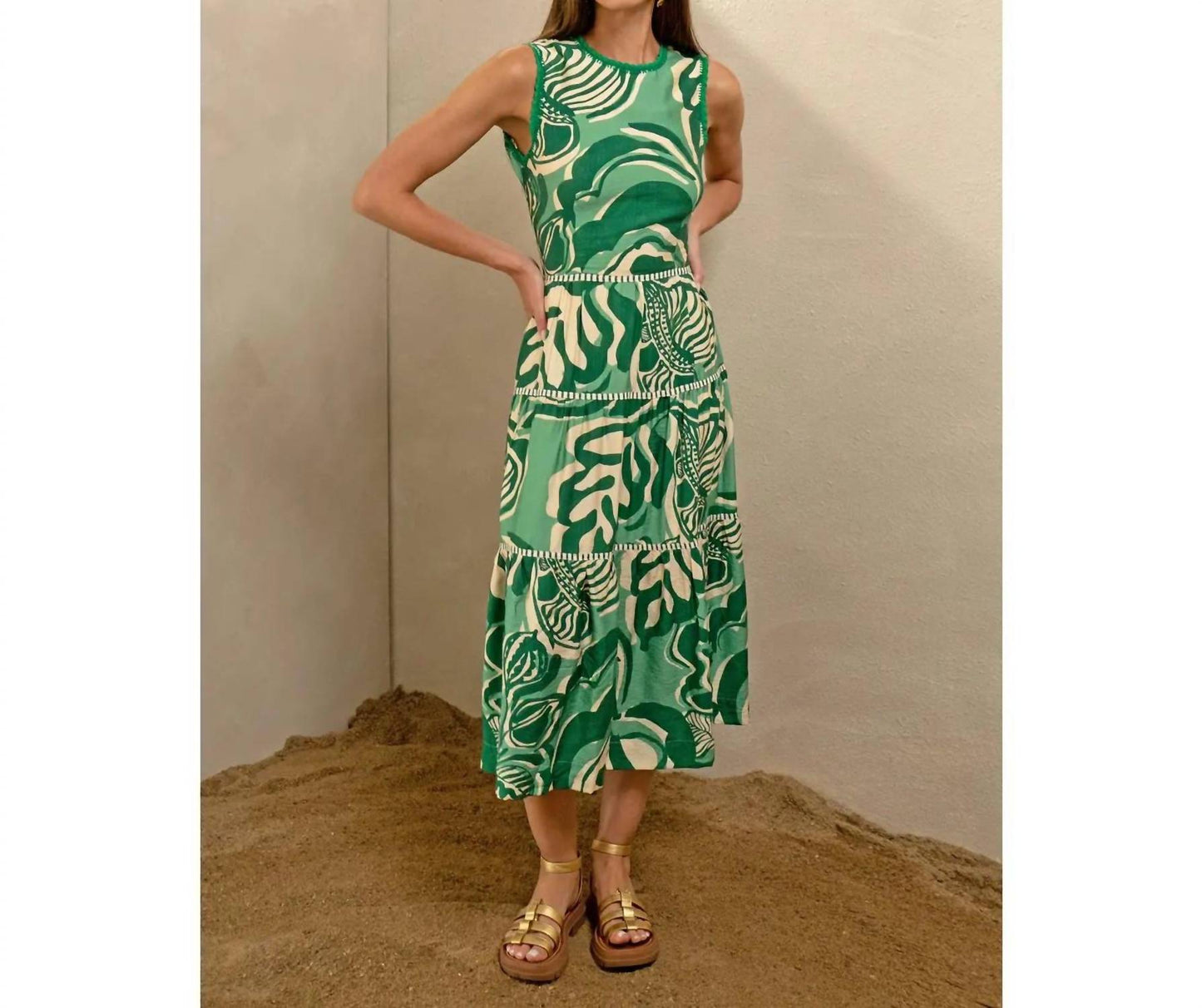 Adelyn Rae - Alva Leaf Midi Dress