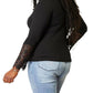 Double Take - Elegant Crochet Lace Border Sleeve Button Blouse