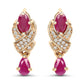 1.12 Carat Genuine Ruby and White Diamond 14K Yellow Gold Earrings