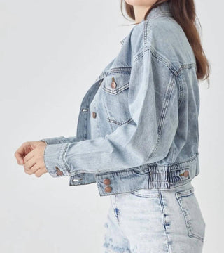 Risen - Full Size Button Down Cropped Denim Jacket