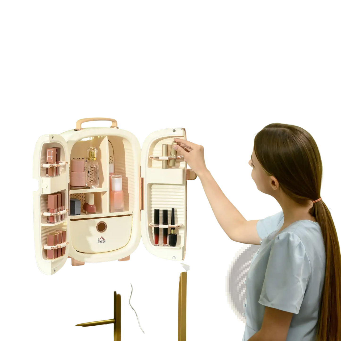 12l Portable Beauty Fridge with Led Display and Rose Gold Accents