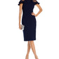 Eliza J Sheer Ruffle Shoulder Cocktail Dress in Navy , Size 4