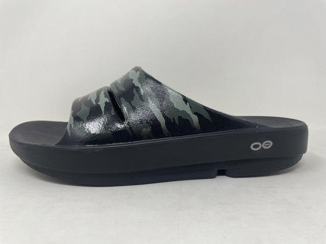 Oofos Women'S Ooahh Slide Sandals Green Camo Size 11 B Medium Us
