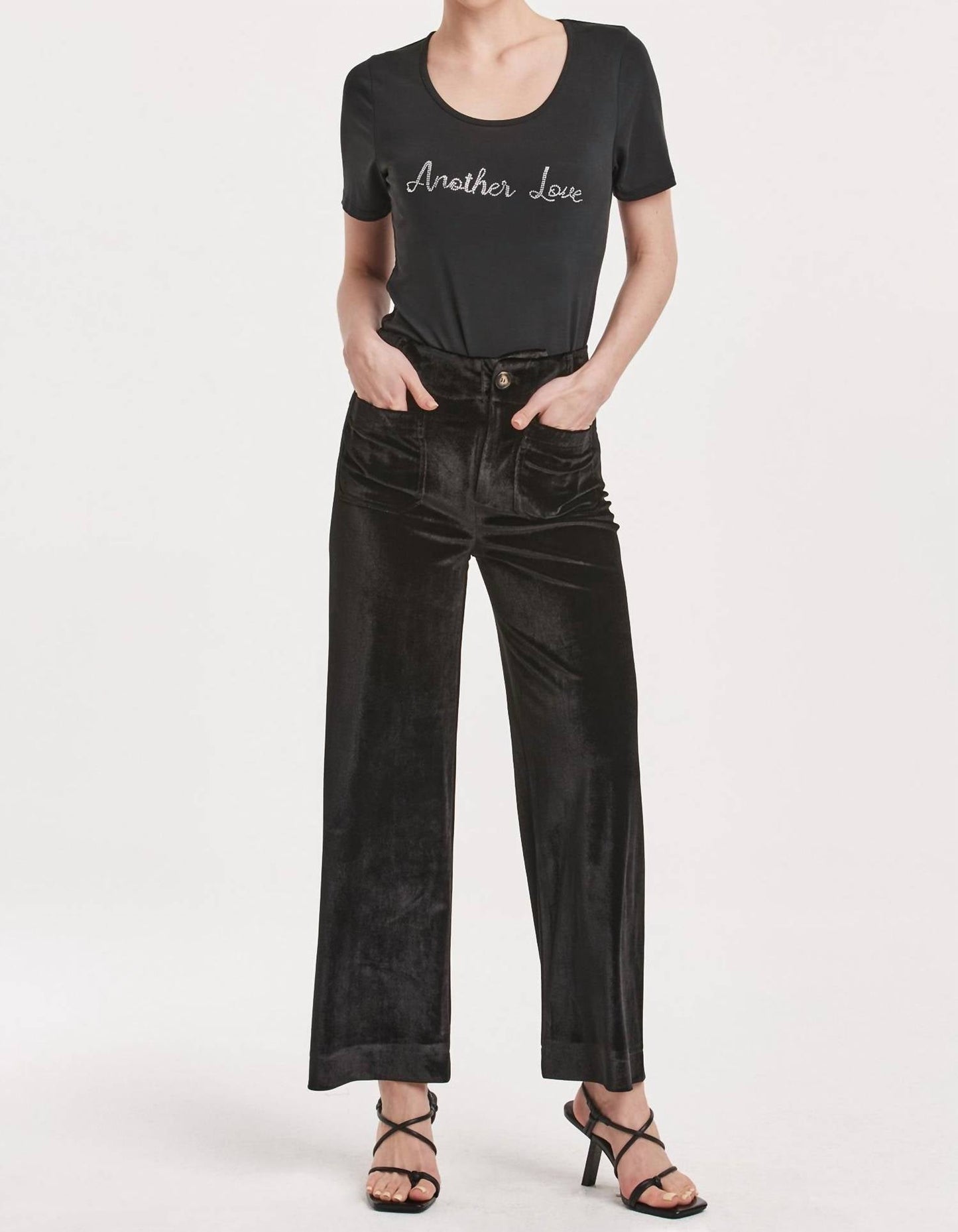 Another Love - Anahi Velvet Flare Leg Cropped Pants
