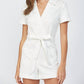 Fate - Short Sleeve Wrap Romper With Collar