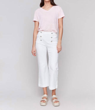 Charlie B - Cropped Pull-on Flare Jeans With Front Buttons