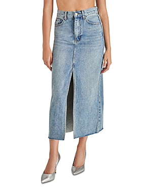 Steve Madden Women's Avani Front Slit Denim Maxi Skirt