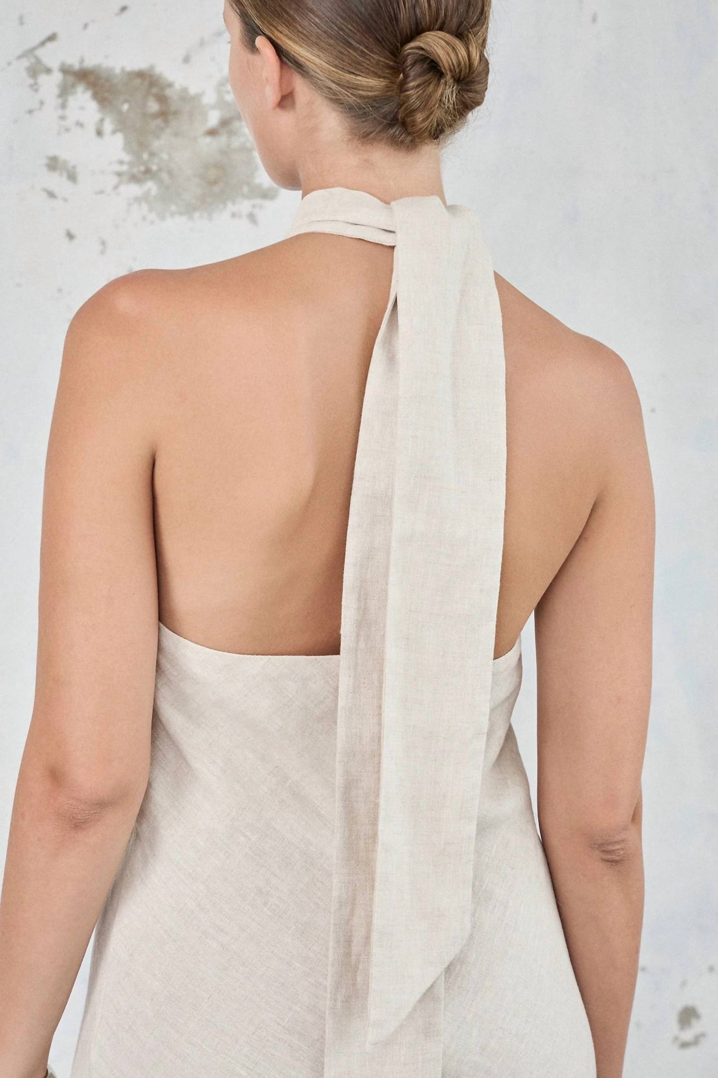 5Besties - Contrasting Cross Over Maxi Linen Dress