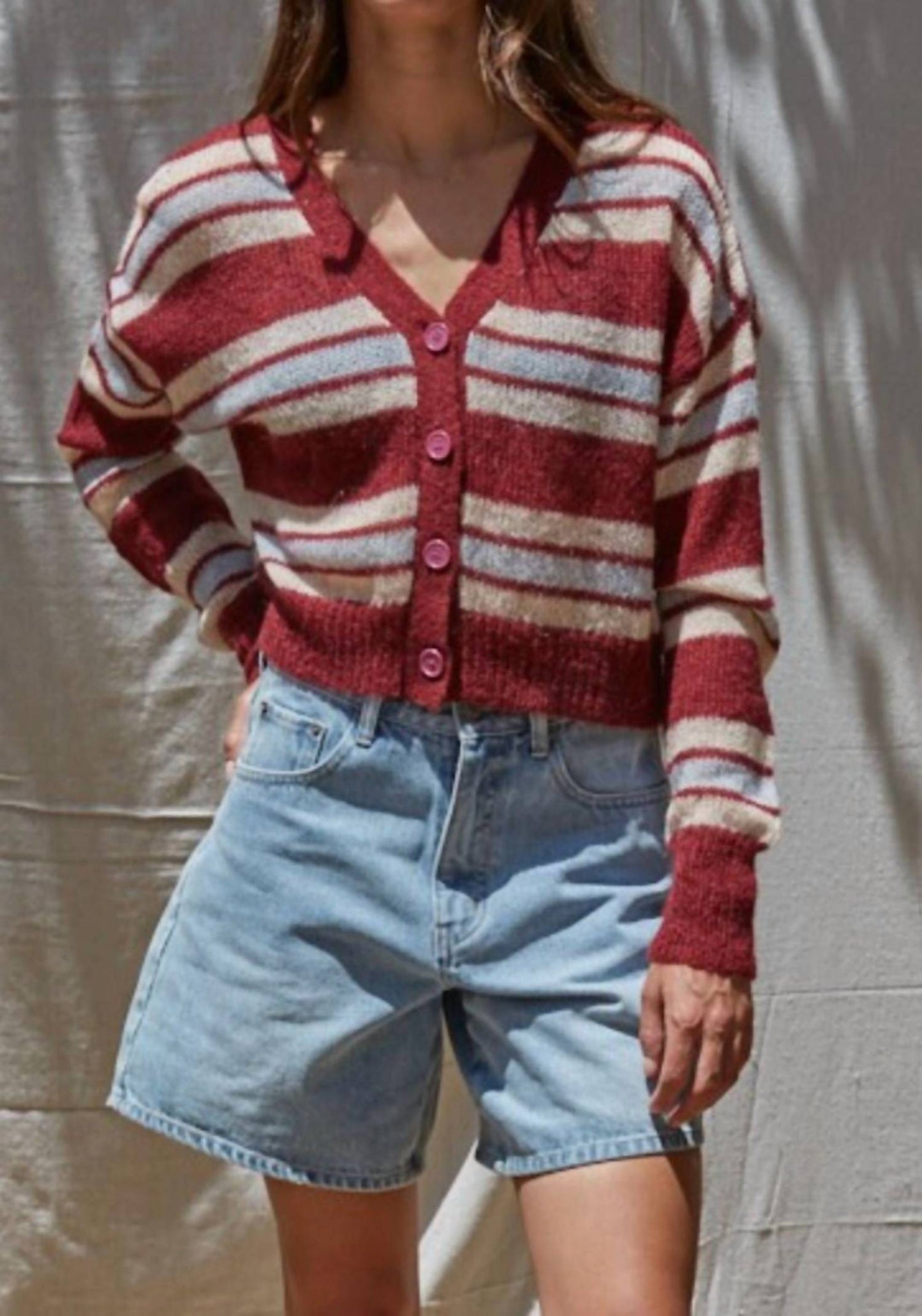 By Together - Stripe Crop Cardigan