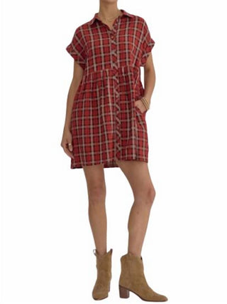 Entro - Plaid Button Down Mini Dress
