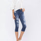 Judy Blue - Mid-rise Contrast Patch Skinny Capri Jeans