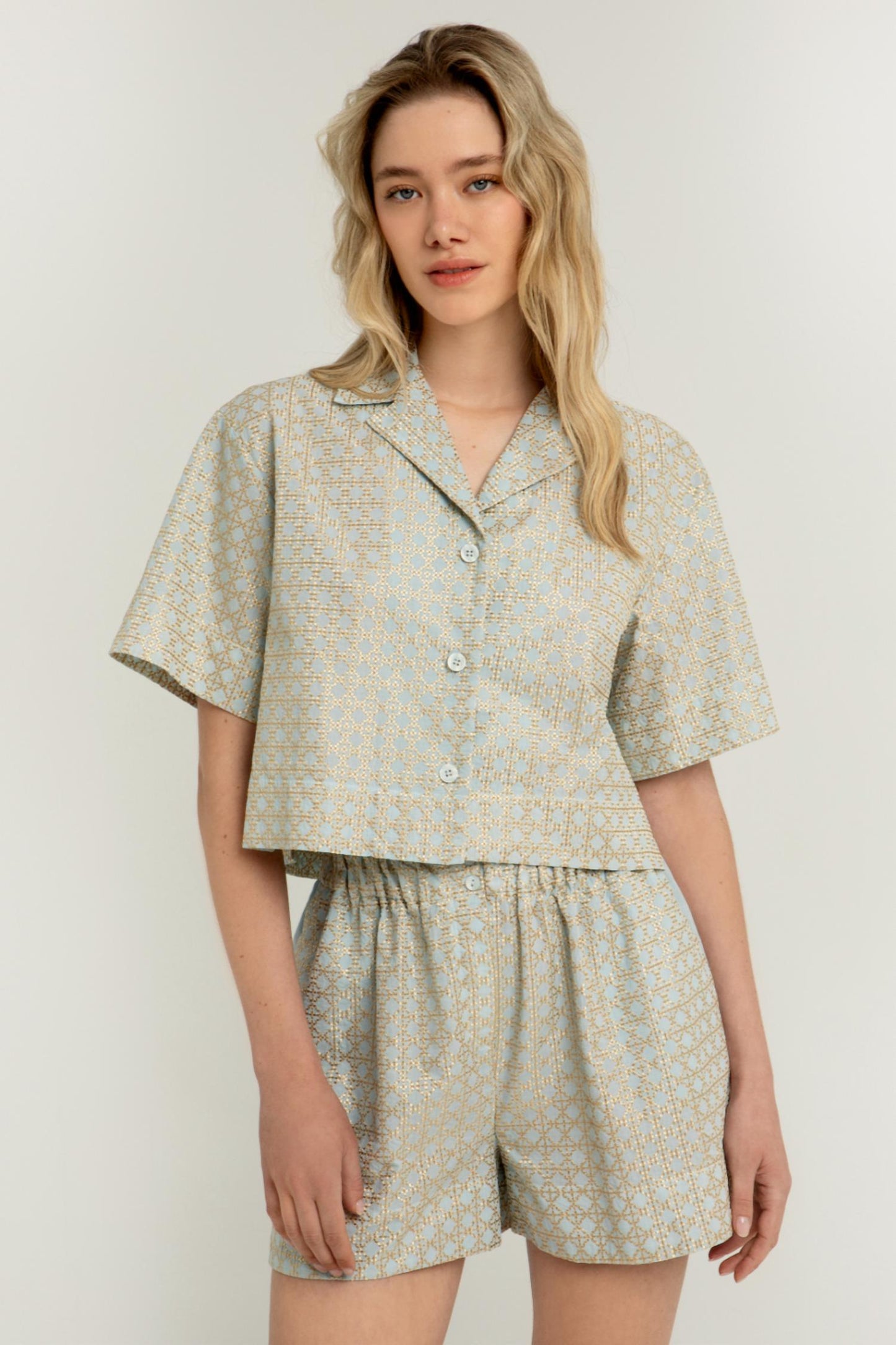 Greek Archaic Kori - Cross Cropped Short Sleeve Shirt
