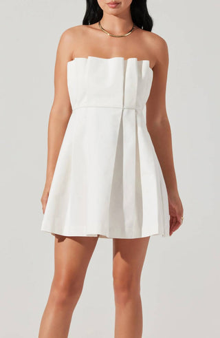 Astr - Clemira Pleated Strapless Cotton Dress