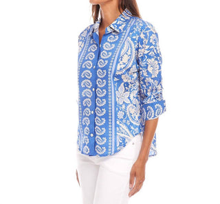 Karen Kane - Ruched Sleeve Button-Up Shirt