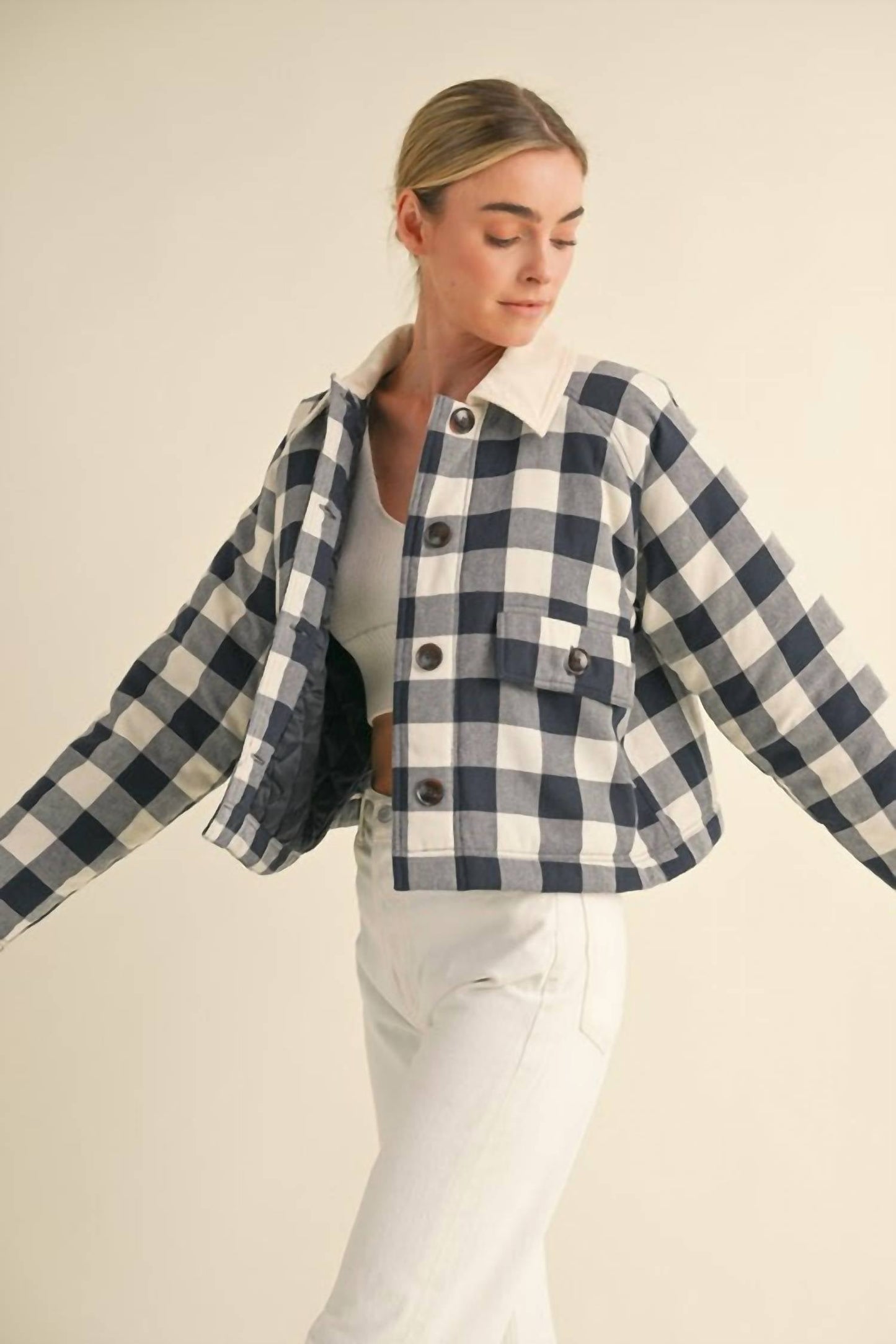 Mable - Gingham Plaid Jacket