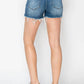 Trendsi - Risen High Rise Raw Hem Distressed Denim Shorts